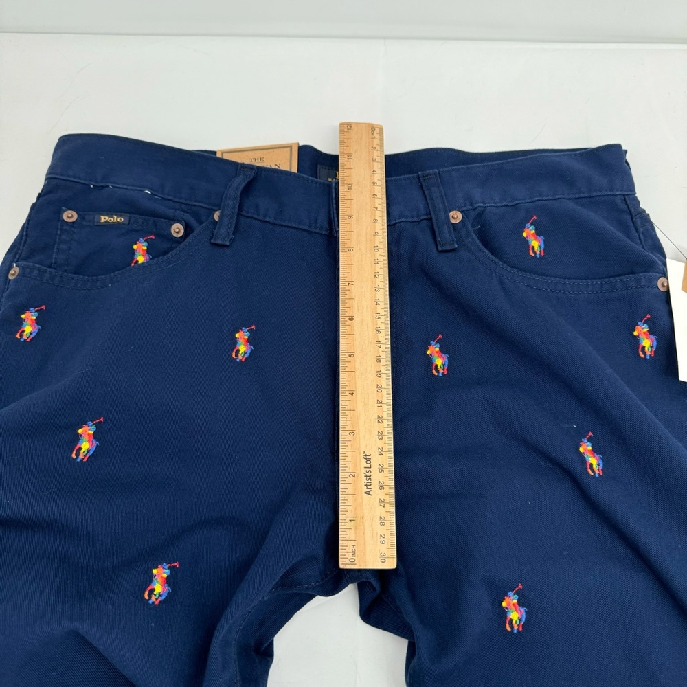 NEW Polo Ralph Lauren Sullivan Slim All Over Multi Pony Pants Blue Mens Sz 32x32 - Picture 9 of 16